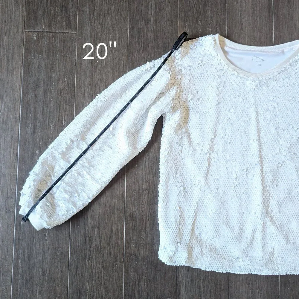Art Class for Target, Girls White Sequined Sweatshirt, Sz XL (14/16)